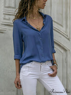 Sheer Collar Baggy Work Blouse