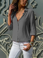 Sheer Collar Baggy Work Blouse