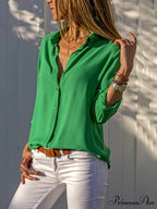 Sheer Collar Baggy Work Blouse
