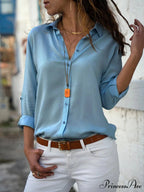 Sheer Collar Baggy Work Blouse