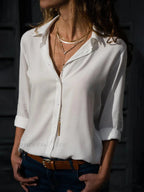 Sheer Collar Baggy Work Blouse