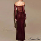 Sheer Mesh Sequin Banquet Party Dress