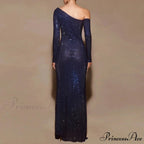Sheer Mesh Sequin Banquet Party Dress