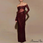 Sheer Mesh Sequin Banquet Party Dress