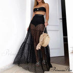 Sheer Polka Dot See-Through Maxi Skirt Marriage Celebration Skirt