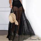 Sheer Polka Dot See-Through Maxi Skirt Marriage Celebration Skirt