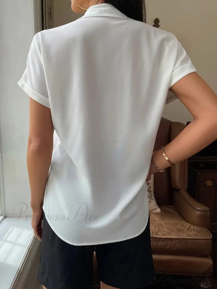 Sheer Short-Sleeved Informal Blouse