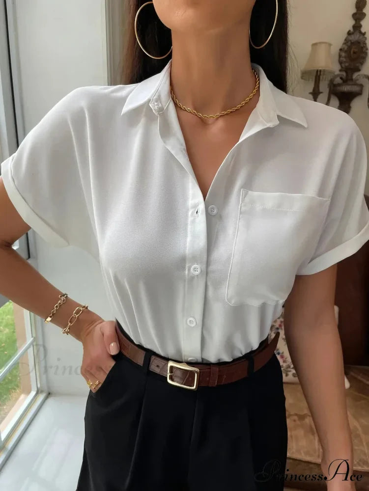 Sheer Short-Sleeved Informal Blouse