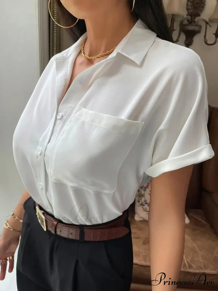 Sheer Short-Sleeved Informal Blouse