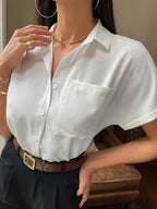 Sheer Short-Sleeved Informal Blouse