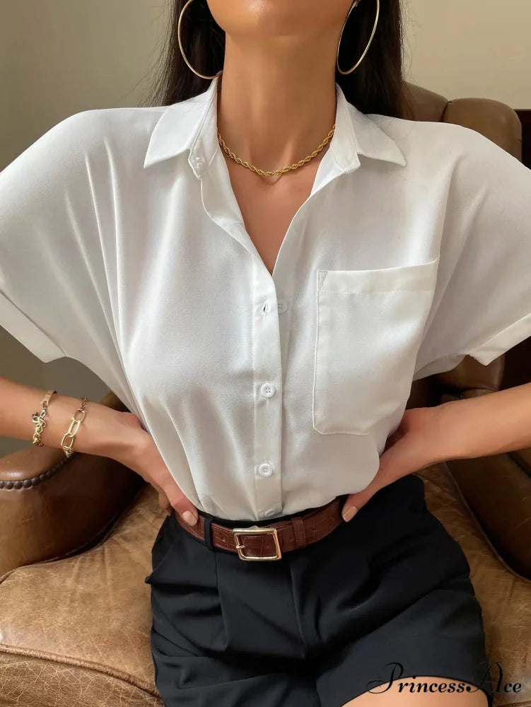 Sheer Short-Sleeved Informal Blouse