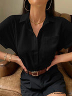 Sheer Short-Sleeved Informal Blouse
