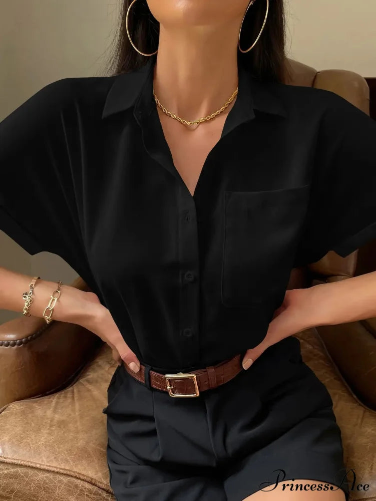 Sheer Short-Sleeved Informal Blouse