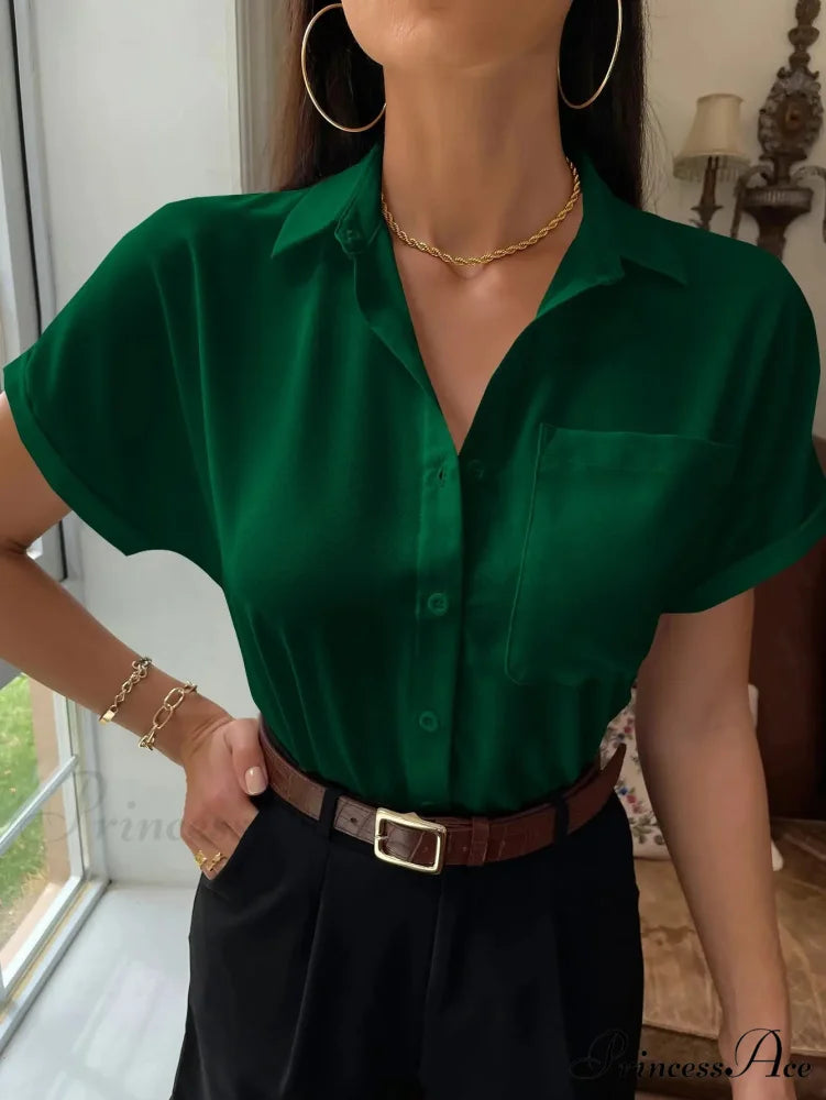 Sheer Short-Sleeved Informal Blouse