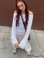 Sheer Shoulder Monochrome Transparent Sweater