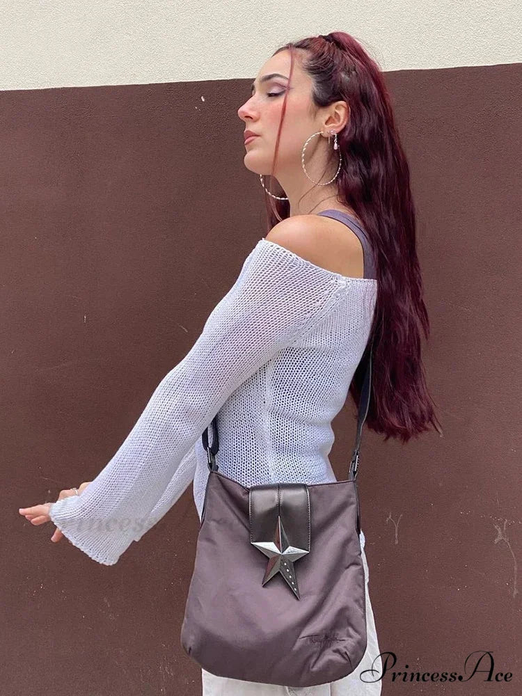 Sheer Shoulder Monochrome Transparent Sweater