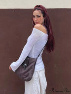 Sheer Shoulder Monochrome Transparent Sweater