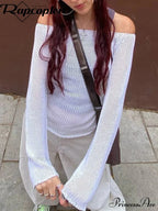 Sheer Shoulder Monochrome Transparent Sweater