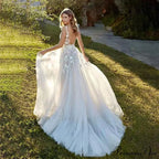Sheer Tulle Beach Wedding Gown