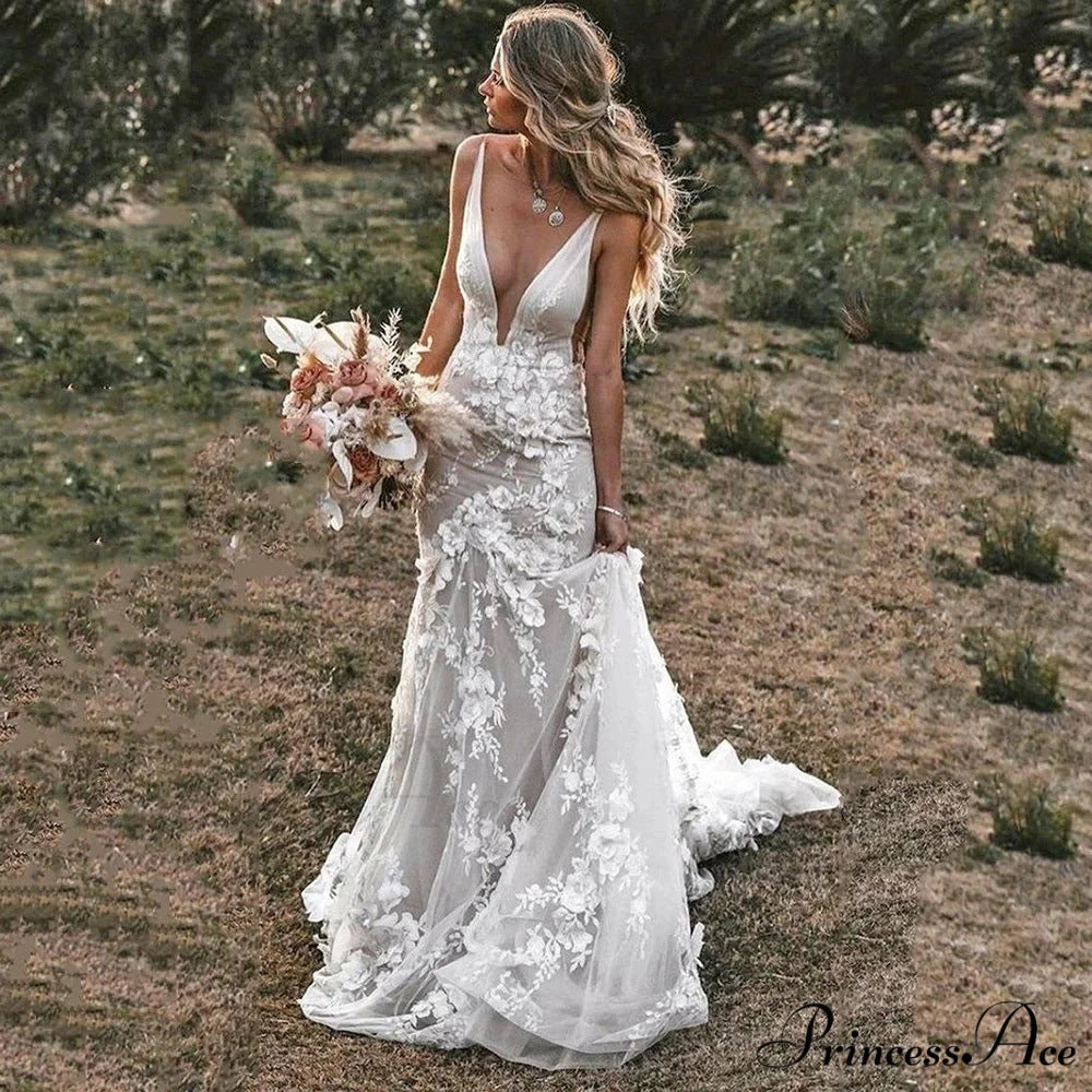 Sheer Tulle Extended Train Wedding Dress