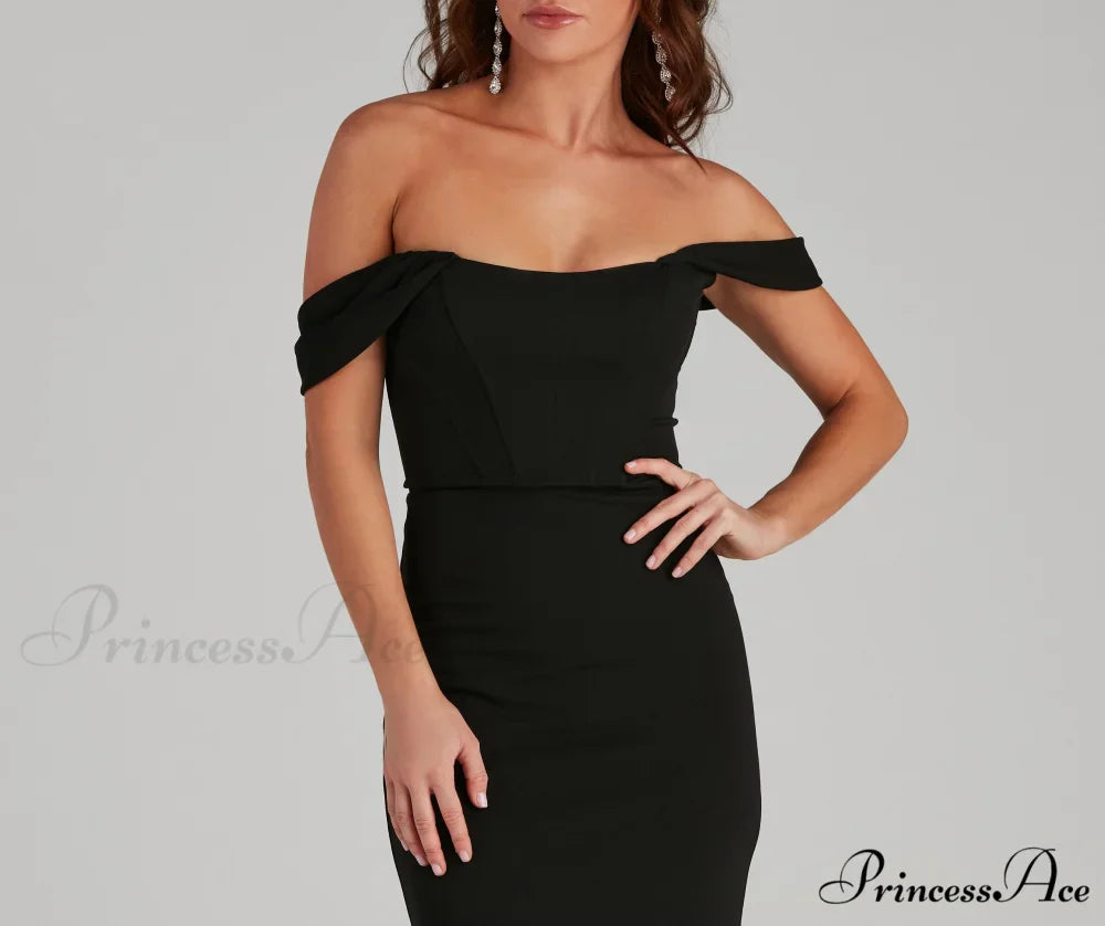 Sheila Crepe Corset Charming Midi Formal Dress