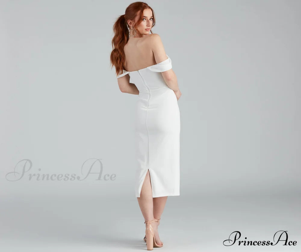 Sheila Crepe Corset Charming Midi Formal Dress