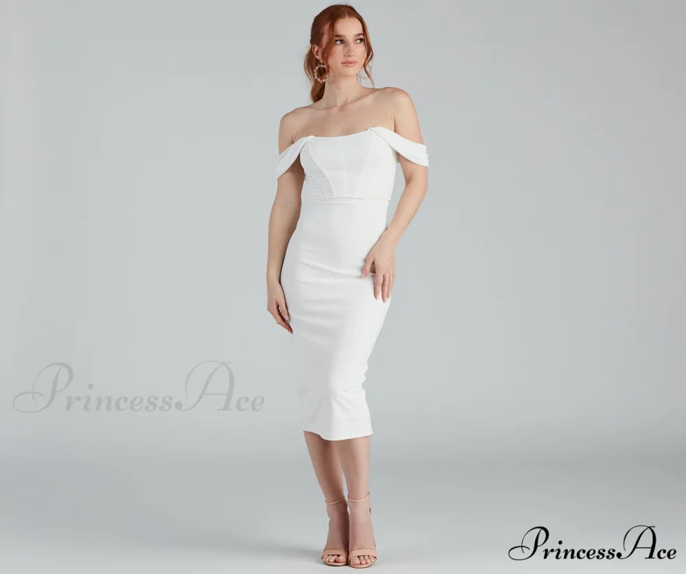 Sheila Crepe Corset Charming Midi Formal Dress