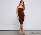 She's A Showstopper Charming Ruched Midi Dress