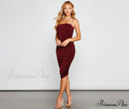 She's A Showstopper Charming Ruched Midi Dress
