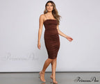She's A Showstopper Charming Ruched Midi Dress