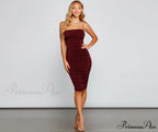 She's A Showstopper Charming Ruched Midi Dress