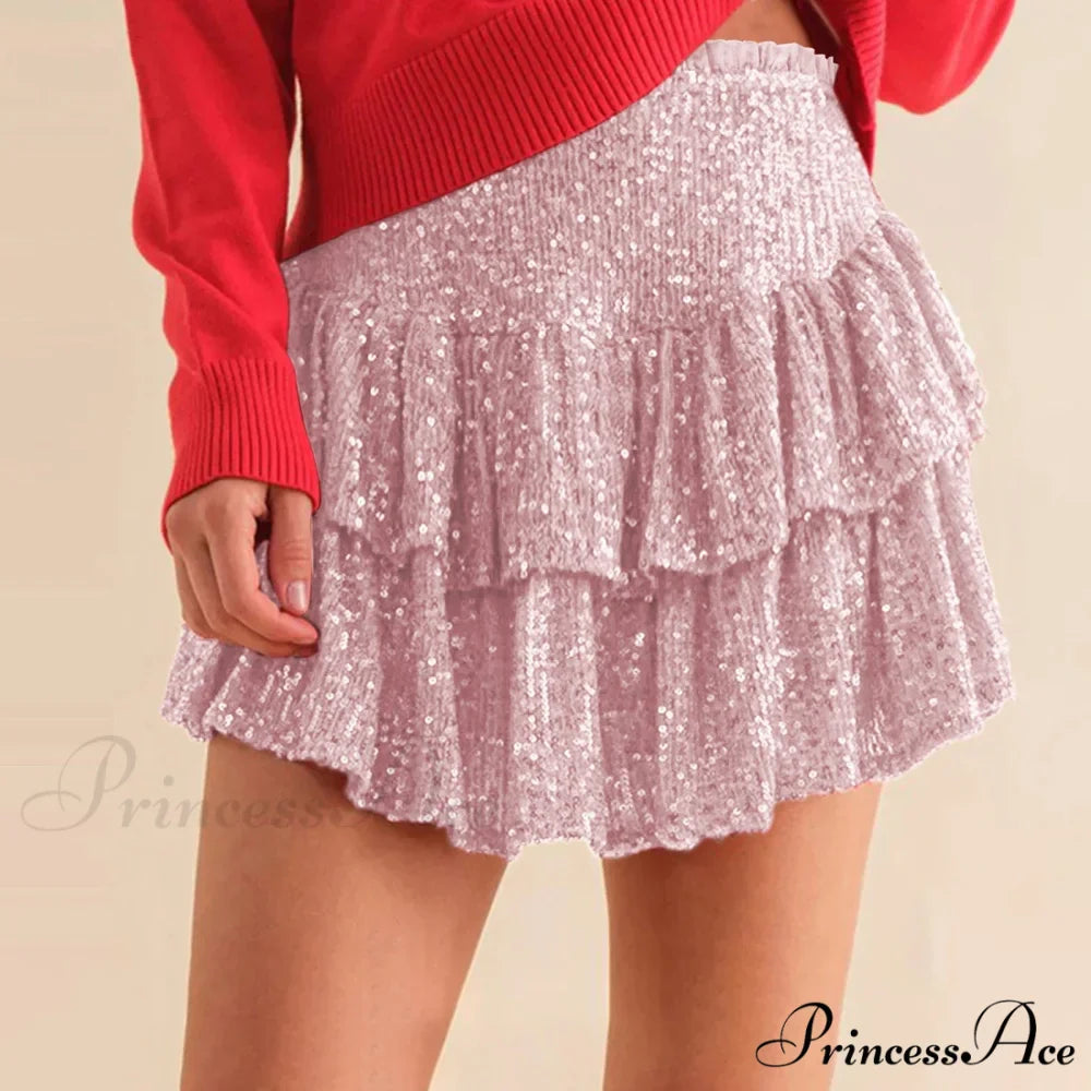 Shimmering Glitter Layered Skirt
