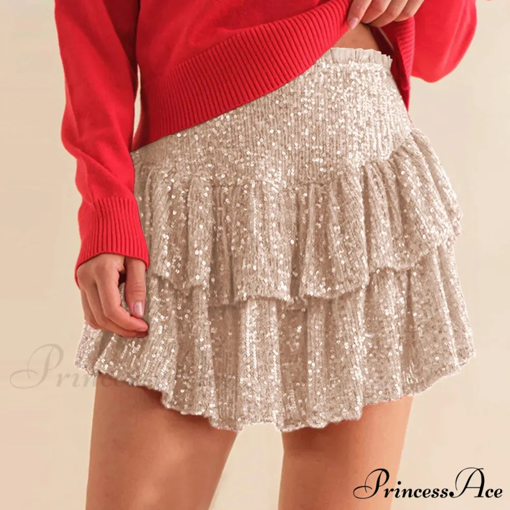 Shimmering Glitter Layered Skirt