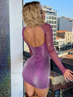 Shimmering Net Wrap Short Dress