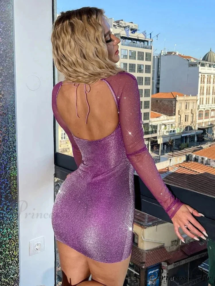 Shimmering Net Wrap Short Dress