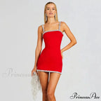 Shining Diamonds Red Strap Party Dress