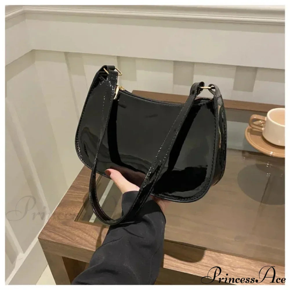 Shiny Leather Designer Shoulder Purse
