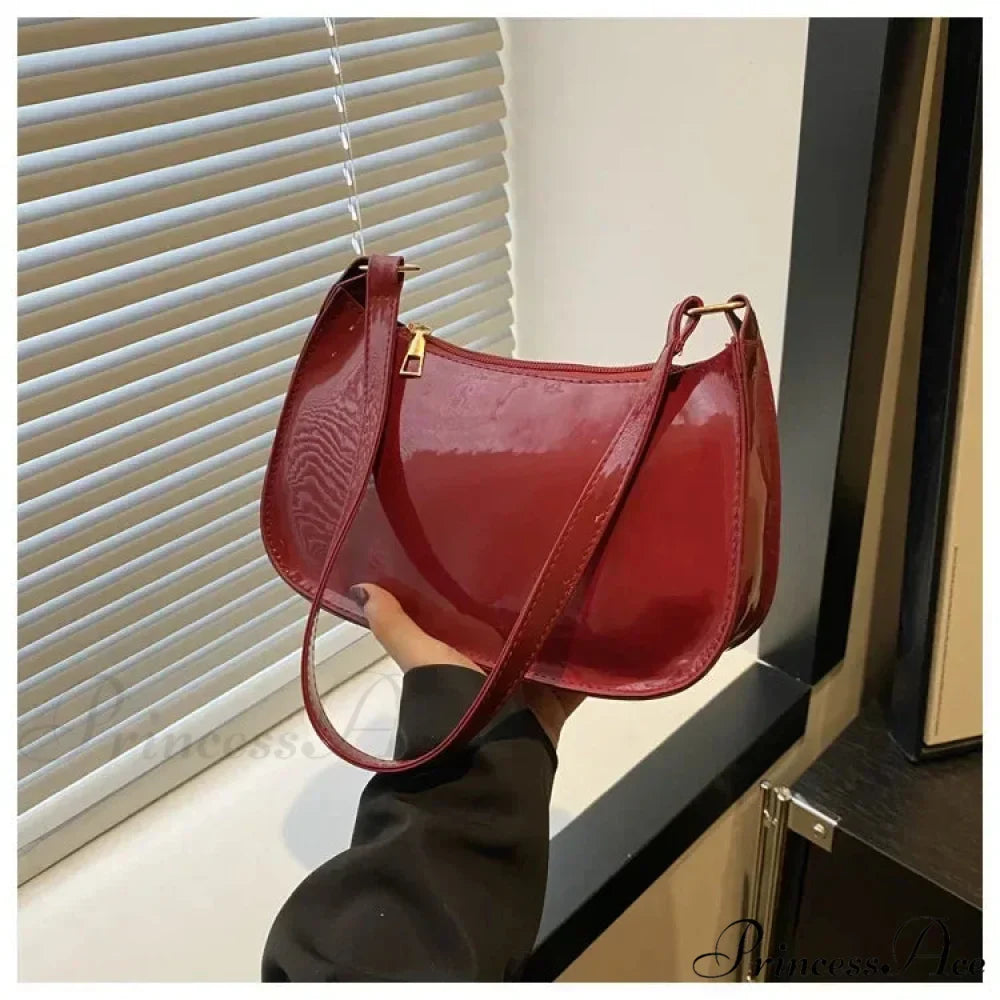 Shiny Leather Designer Shoulder Purse