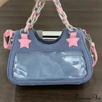 Shiny Platinum Leather Crossbody Shoulder Bag