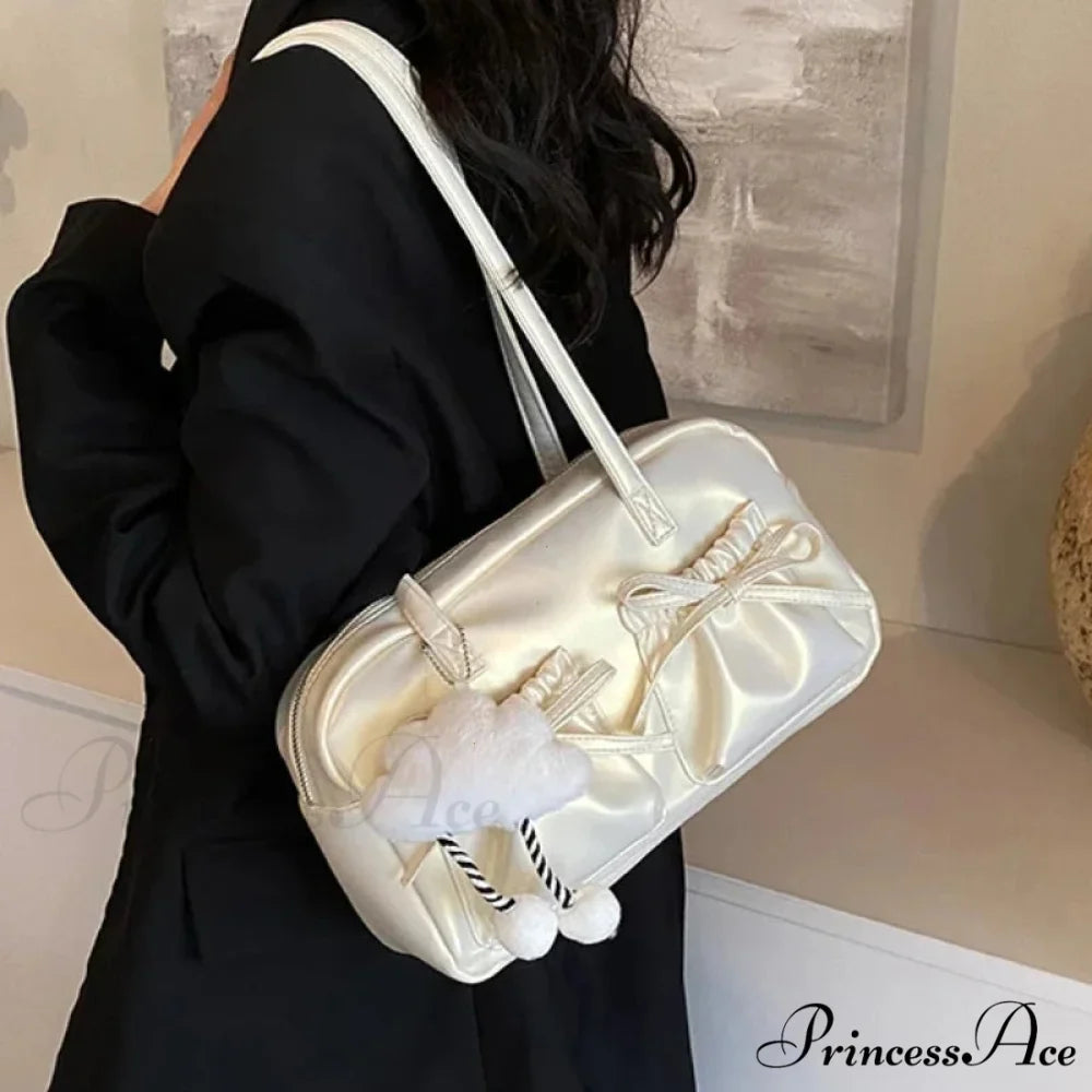 Shiny PU Stitching Thread Shoulder Bag