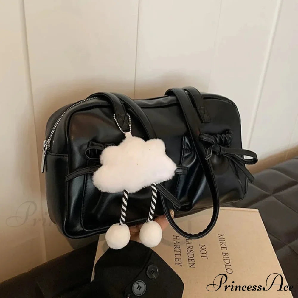 Shiny PU Stitching Thread Shoulder Bag