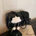 Shiny PU Stitching Thread Shoulder Bag