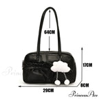 Shiny PU Stitching Thread Shoulder Bag