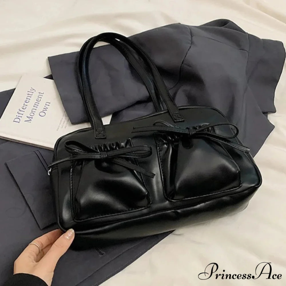 Shiny PU Stitching Thread Shoulder Bag