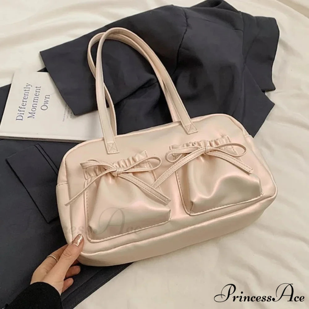 Shiny PU Stitching Thread Shoulder Bag