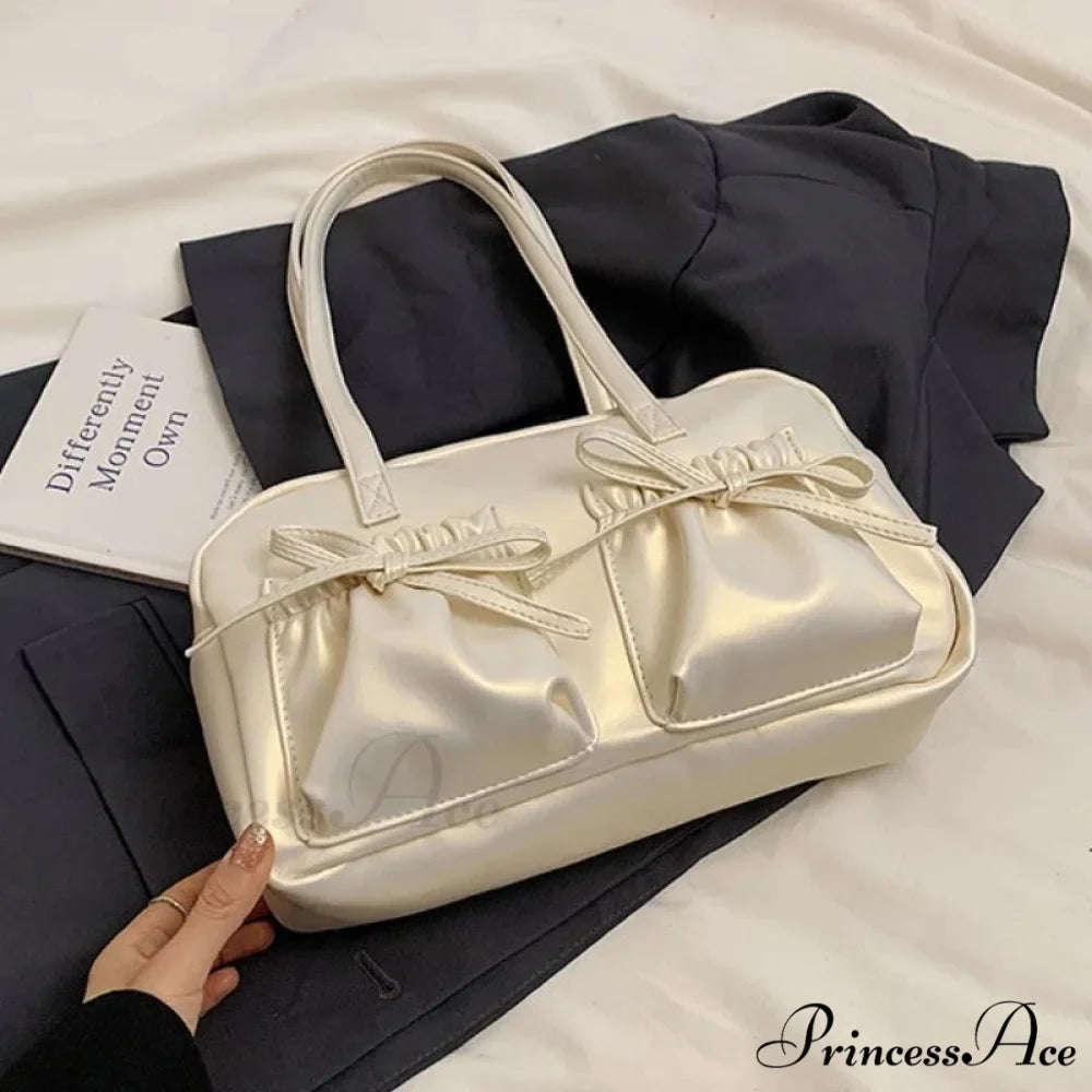 Shiny PU Stitching Thread Shoulder Bag