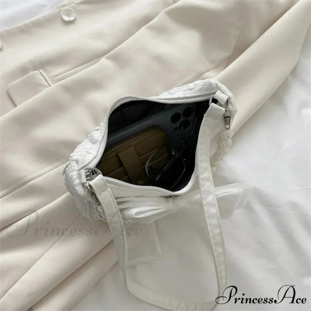 Shiny Ribbon Crossbody Canvas Shoulder Purse