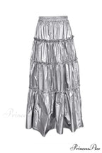 Shiny Ruched Layered Skirt