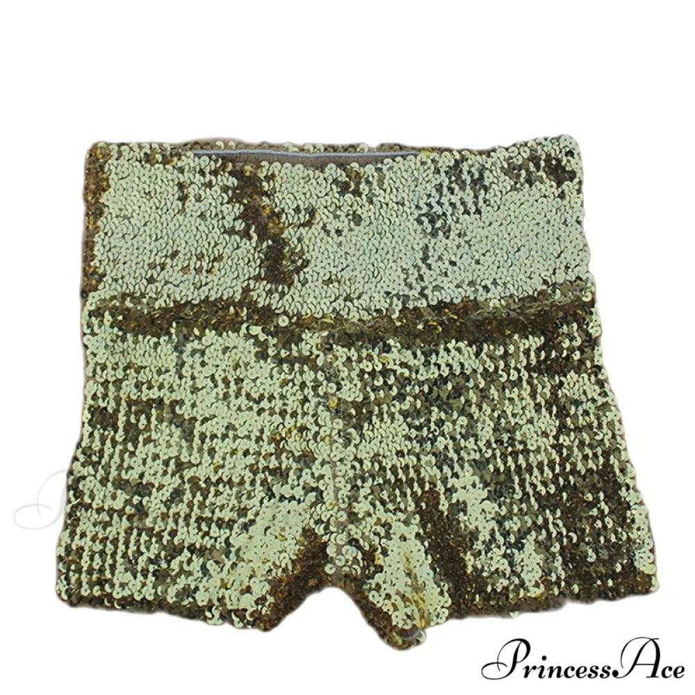 Shiny Sequin Pencil High Waist Mini Shorts