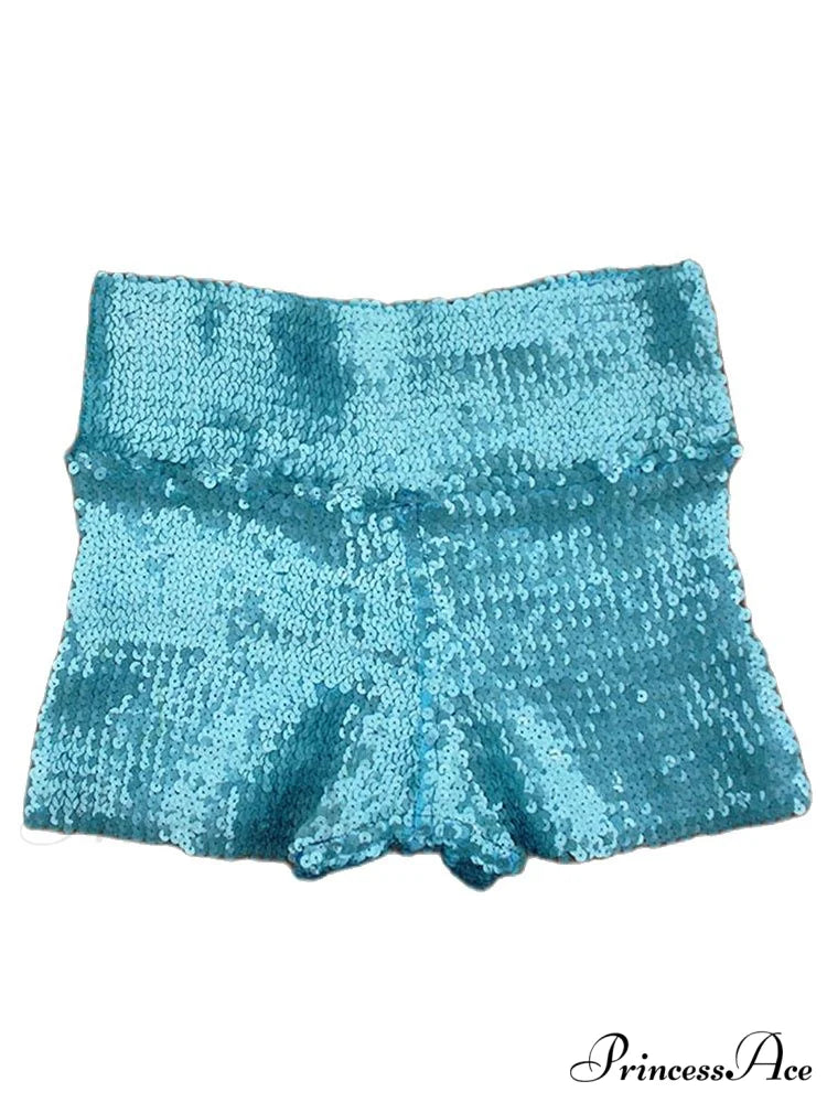 Shiny Sequin Pencil High Waist Mini Shorts